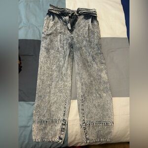 Vintage 80s Foldover Wide Leg Acid Wash Jeans